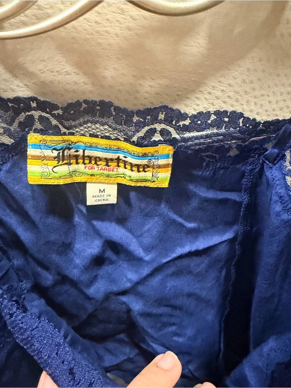 Vintage Libertine for Target Silky Royal Blue Lace Trim Cami Top